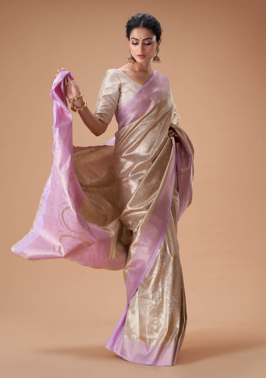 Mauve Gold Silk Saree
