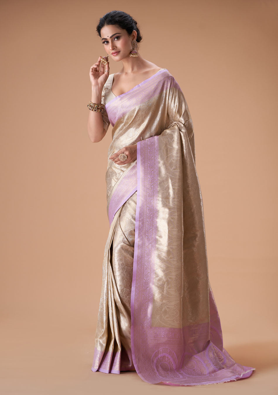 Mauve Gold Silk Saree