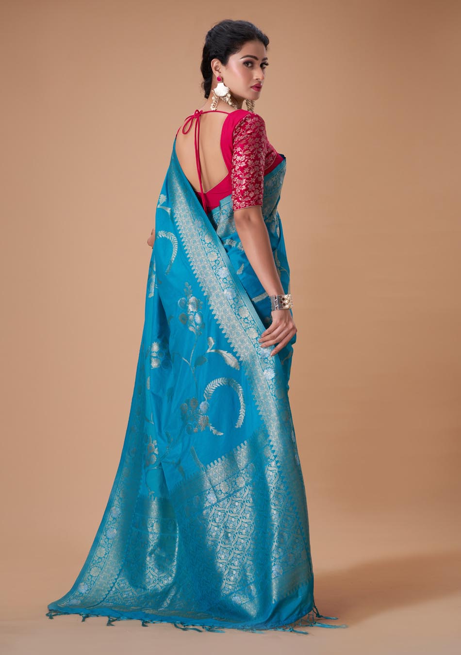Cocktail Blue Gorgette Saree