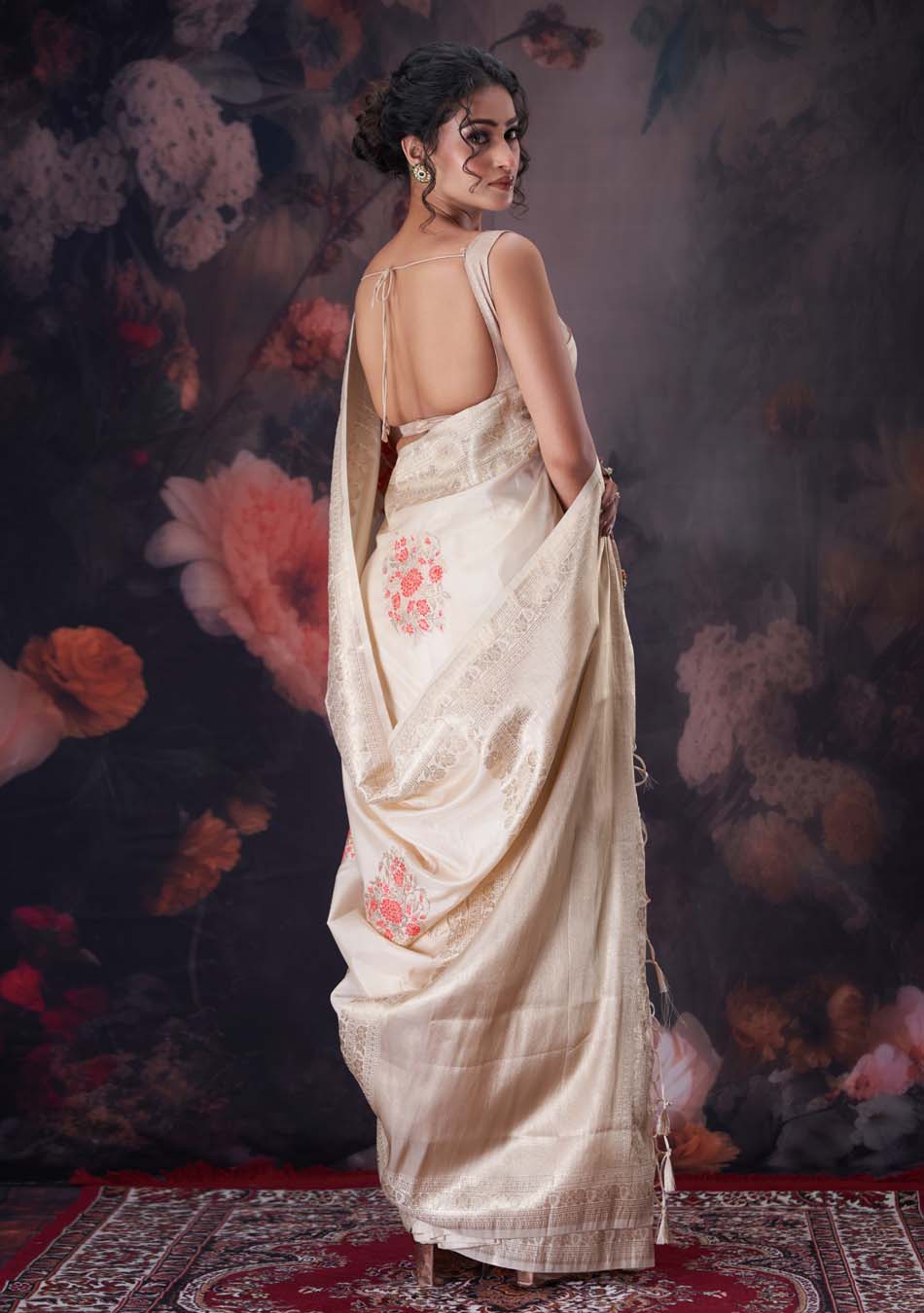 Cherry Offwhite Saree