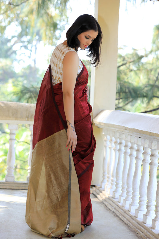 Terra Cotta cotton silk saree