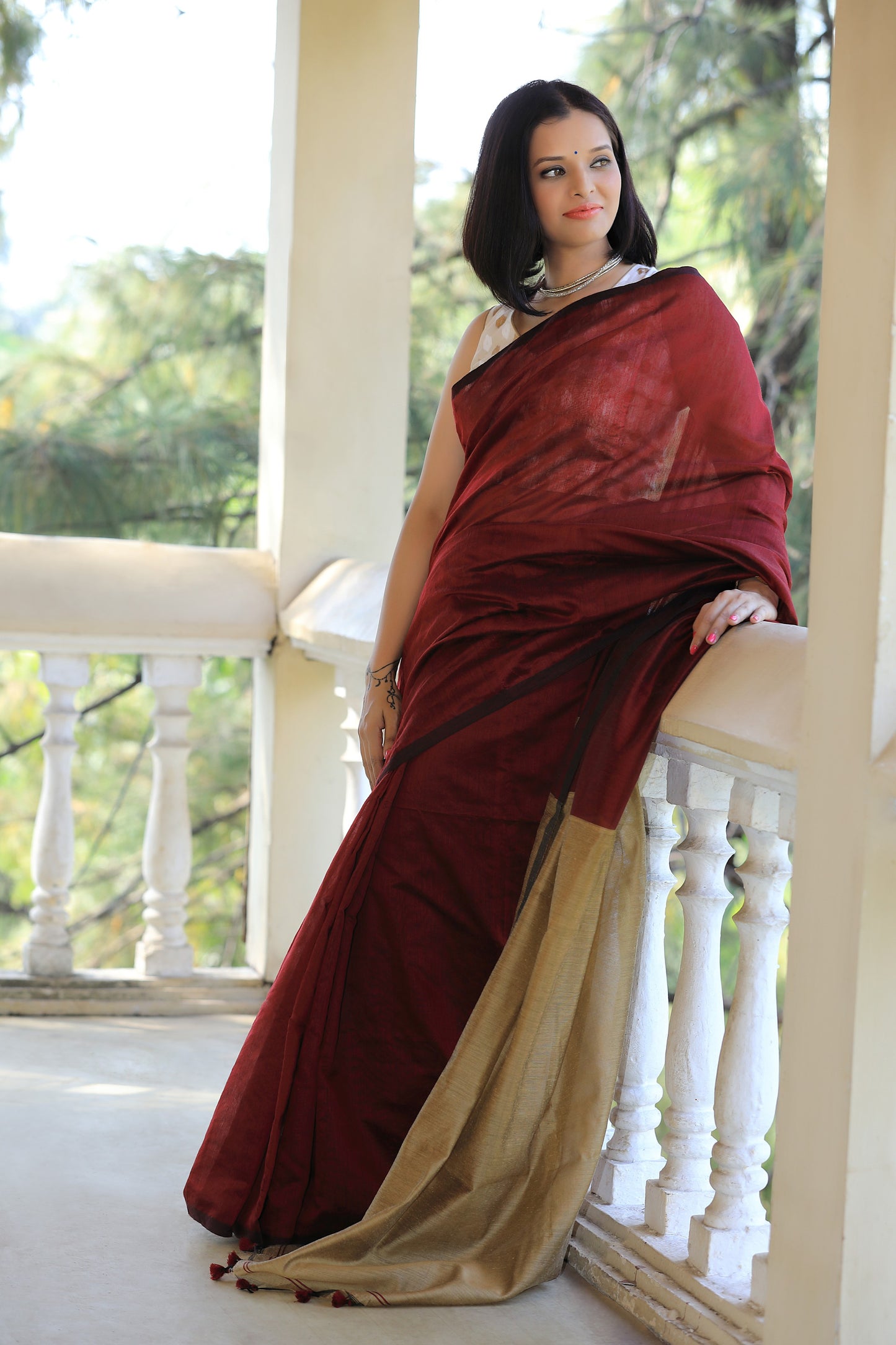 Terra Cotta cotton silk saree