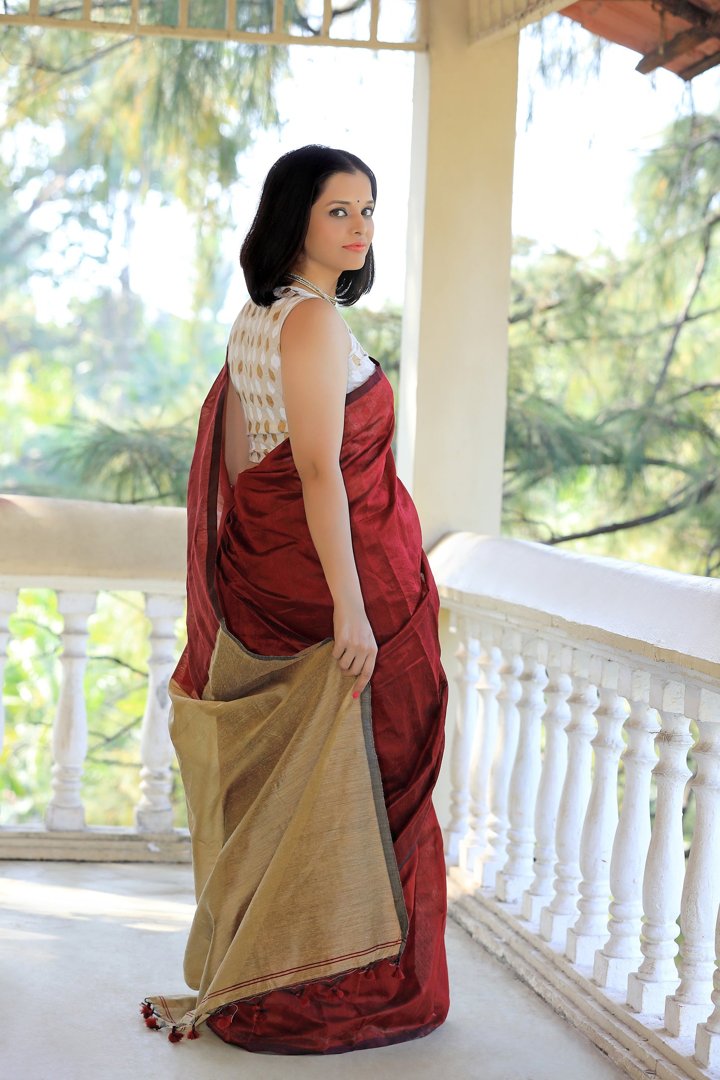 Terra Cotta cotton silk saree