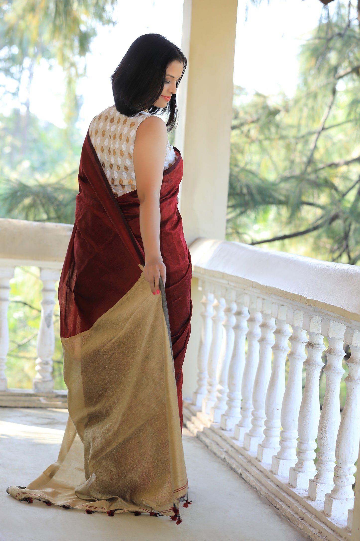 Terra Cotta cotton silk saree