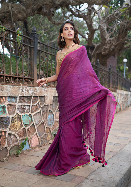 Purple Sequence Saree