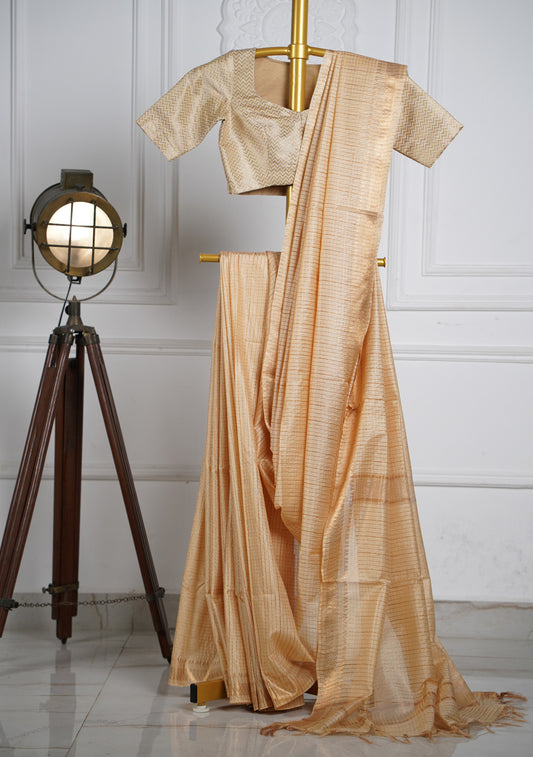 Golden Beige Silk Saree