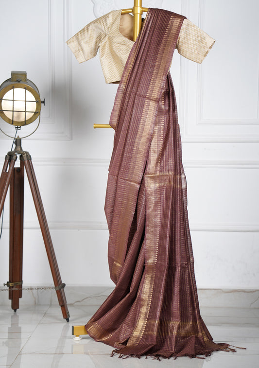Brunette Brown Silk Saree