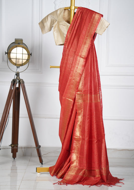 Rust Orange Silk Saree (Copy)