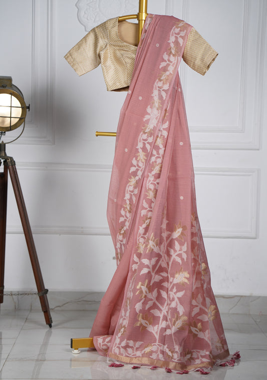 Pink Jamdani Saree