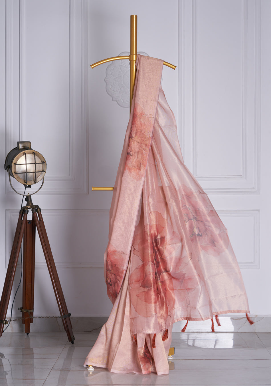 Nude Beige Organza Saree