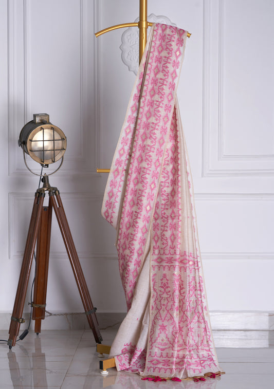 Pink Jamdani Saree