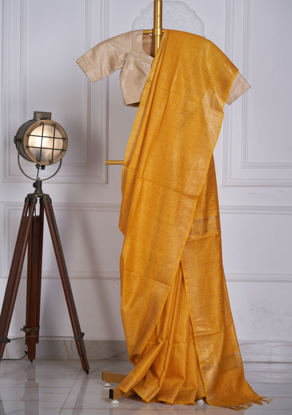 Mustard Yellow Silk Saree