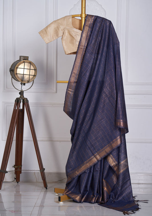 Navy Blue Silk saree