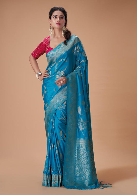 Cocktail  Blue Gorgette Saree