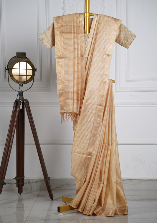 Golden Beige Silk Saree