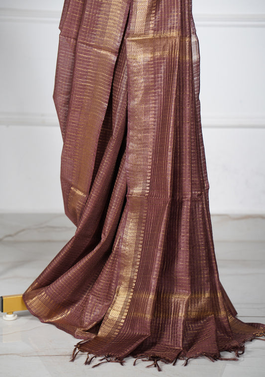 Brunette Brown Silk Saree