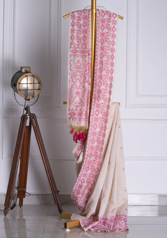 Pink Jamdani Saree