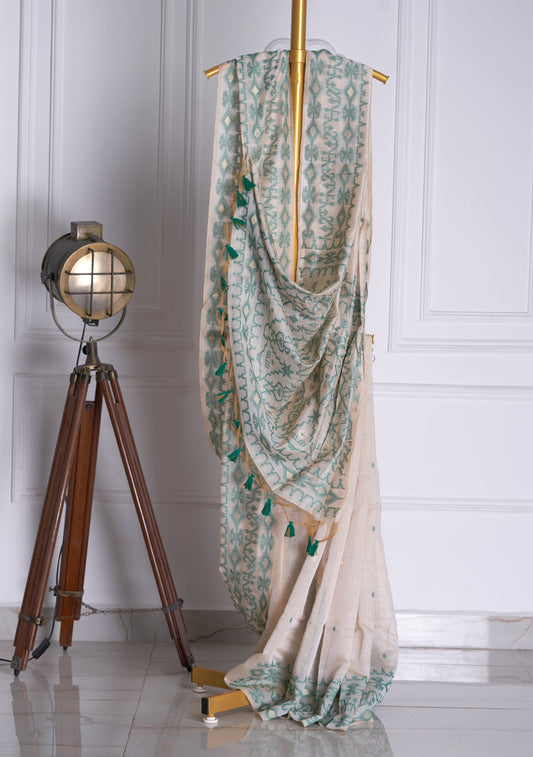 Jamdani Saree Green