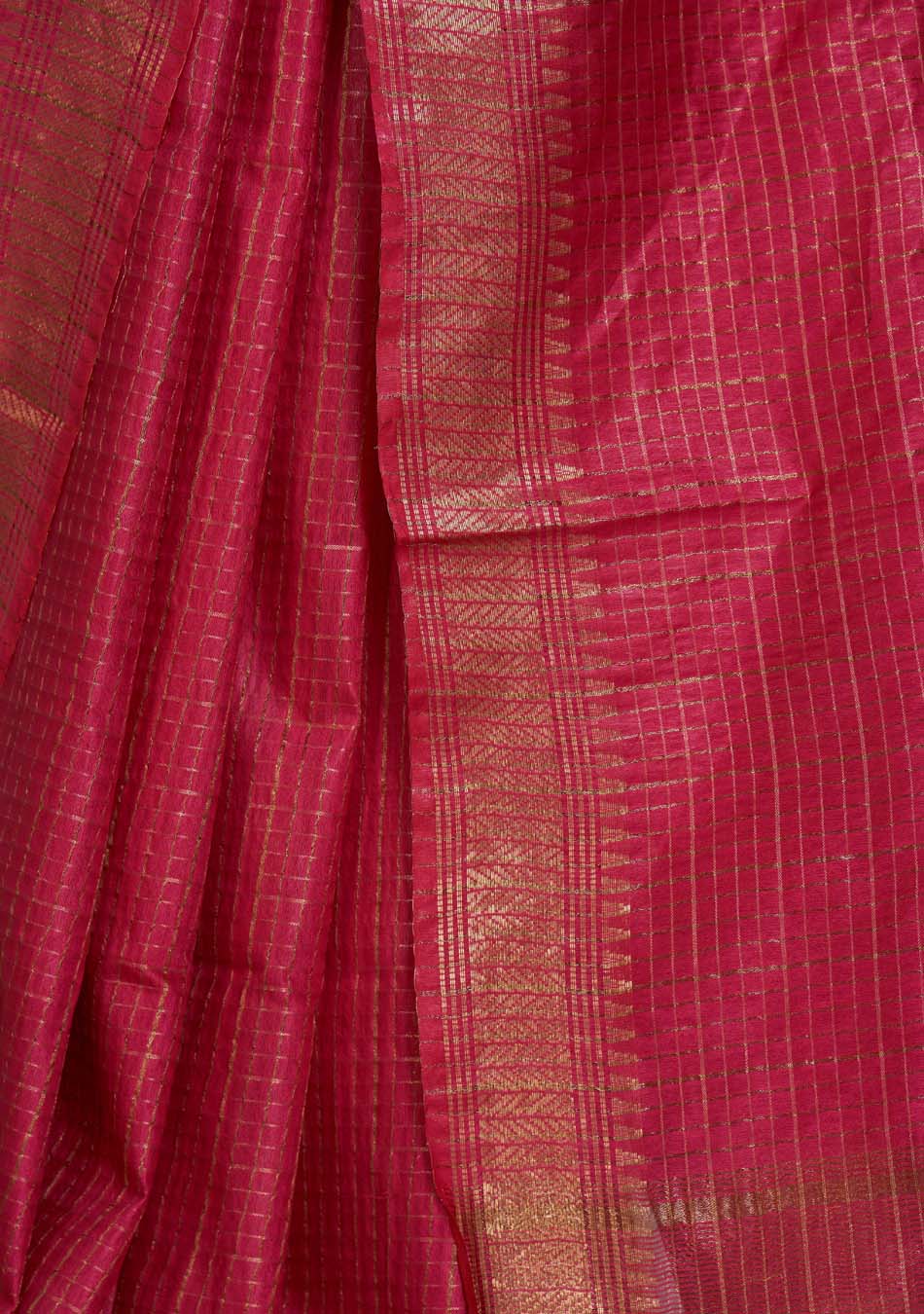 Deep pink Silk saree
