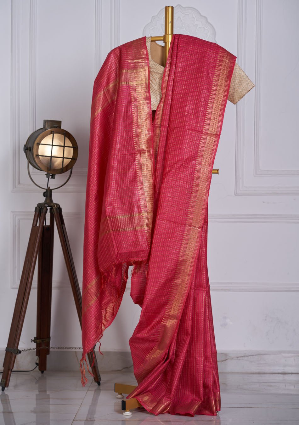 Deep pink Silk saree