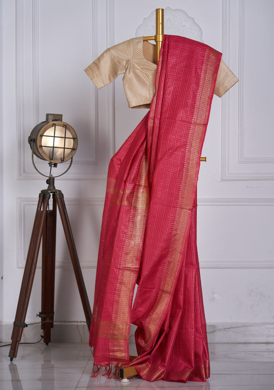 Deep pink Silk saree