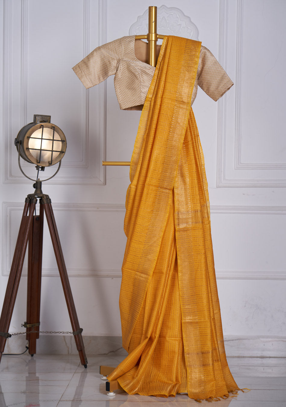 Mustard Yellow Silk Saree