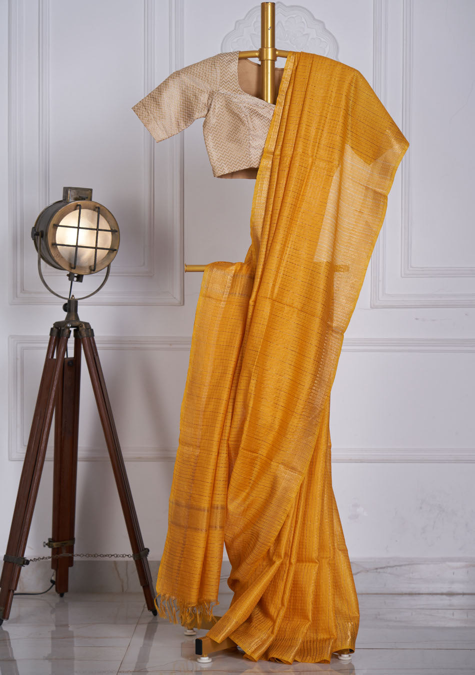 Mustard Yellow Silk Saree