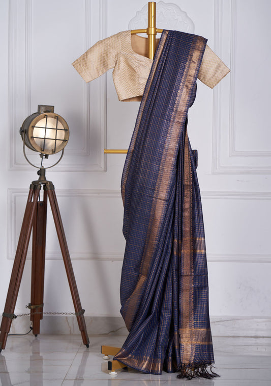 Navy Blue Silk saree