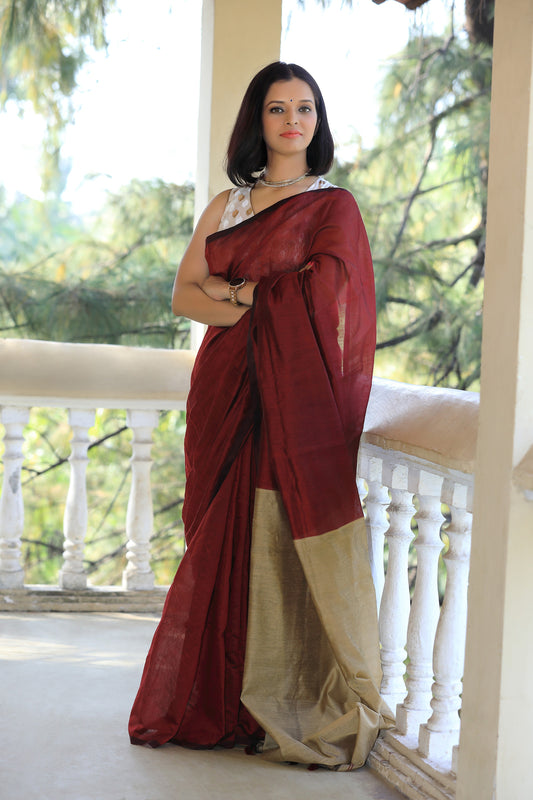 Terra Cotta cotton silk saree