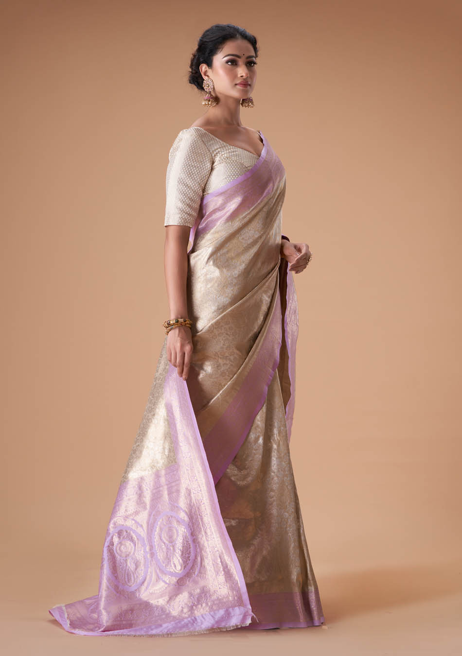 Mauve Gold Silk Saree