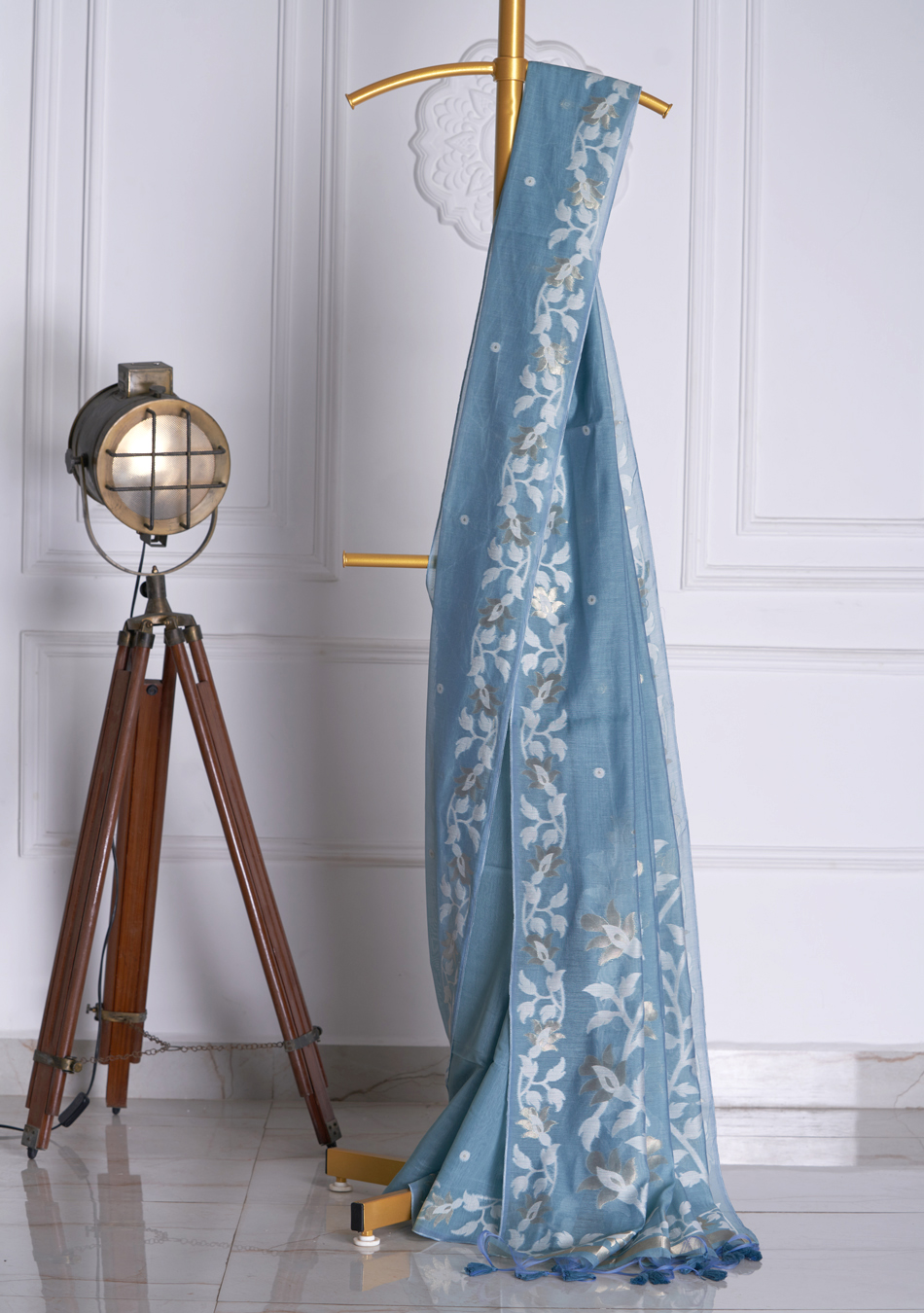 Steelblue Jamdani Saree