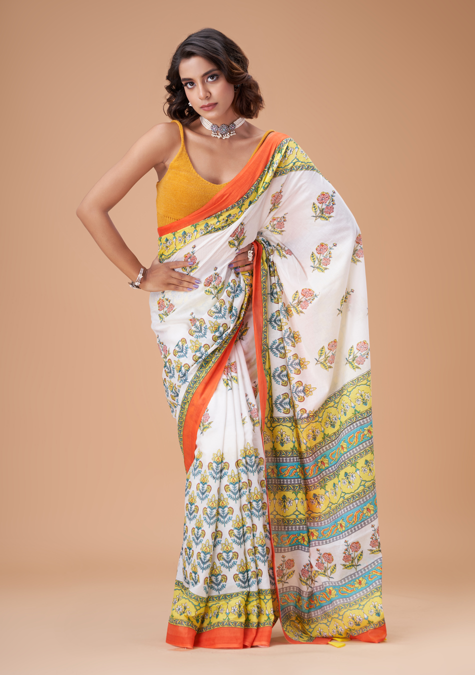 Narangi Mul Cotton Saree