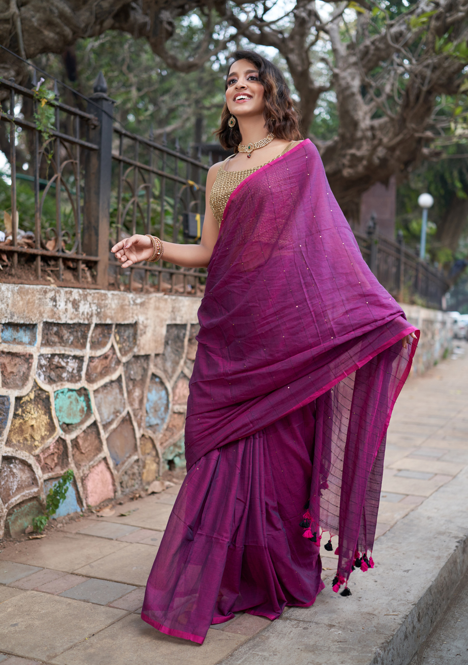 Purple Sequence Saree